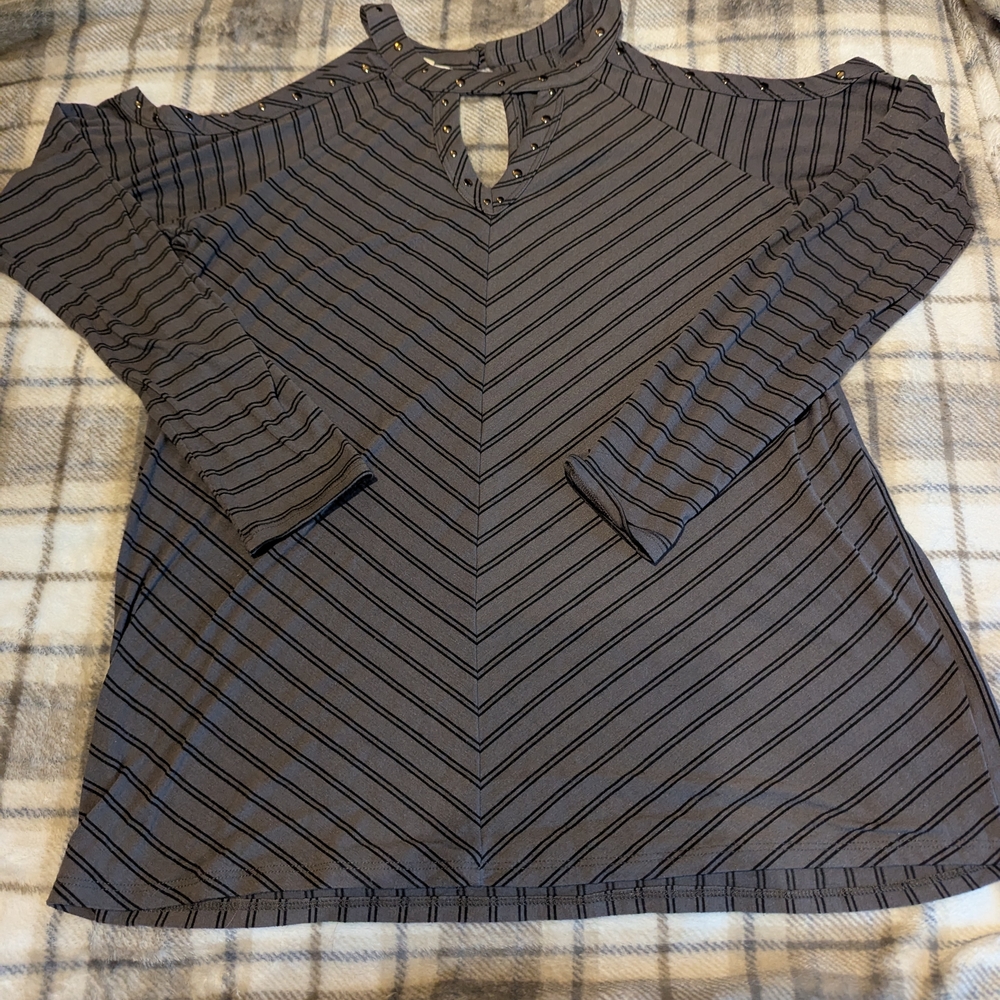 Striped Gray Women's Top